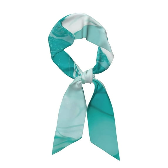 Xecao Teal Turquoise 1 Pattern Large Satin Head Scarf - Satin Hair Scarves Silk Bandana Scarf Headscarf Silk Feeling Scarf for Women