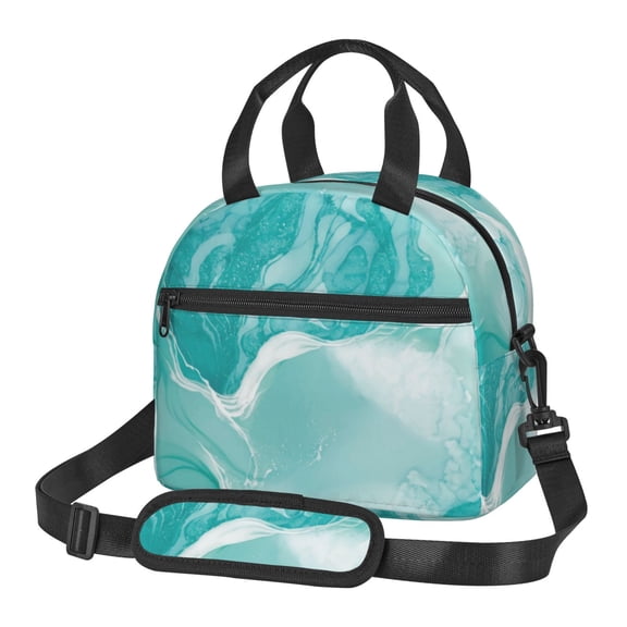 Xecao Teal Turquoise 1 Print Insulated Lunch Box, Lunch Cags Lunch Bag Featuring An Adjustable Shoulder Strap