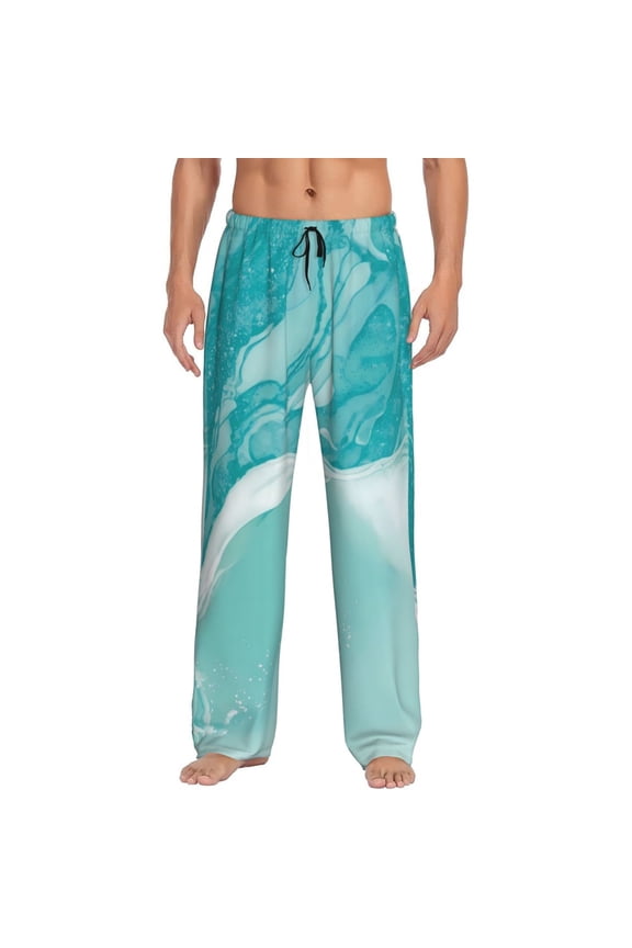Teal Turquoise 1 Print Men's Straight Lounge Pajama Pants - The Ultimate in Comfortable Sleepwear-Small