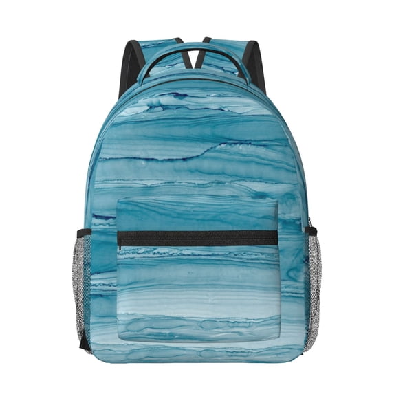 Xecao Teal Turquoise Fluid Stripes Travel Backpack: A spacious, stylish computer backpack ideal for men and women, perfect for college, school, or daily travels
