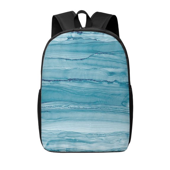Xecao Teal Turquoise Fluid Stripes print Travel Backpack, Large Computer Backpack for Men Women, College School Rucksack Book Bag