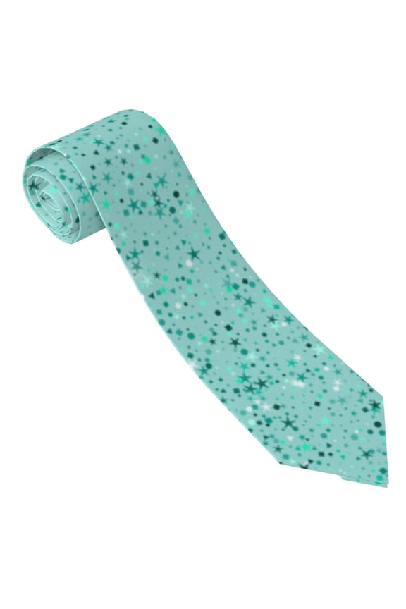 Teal Turquoise Glitter Print Tie For Men Necktie Woven Jacquard Neck Ties,Classic Men's Tie