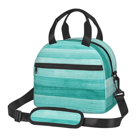 Xecao Teal Turquoise Print Insulated Lunch Box, Lunch Cags Lunch Bag Featuring An Adjustable Shoulder Strap