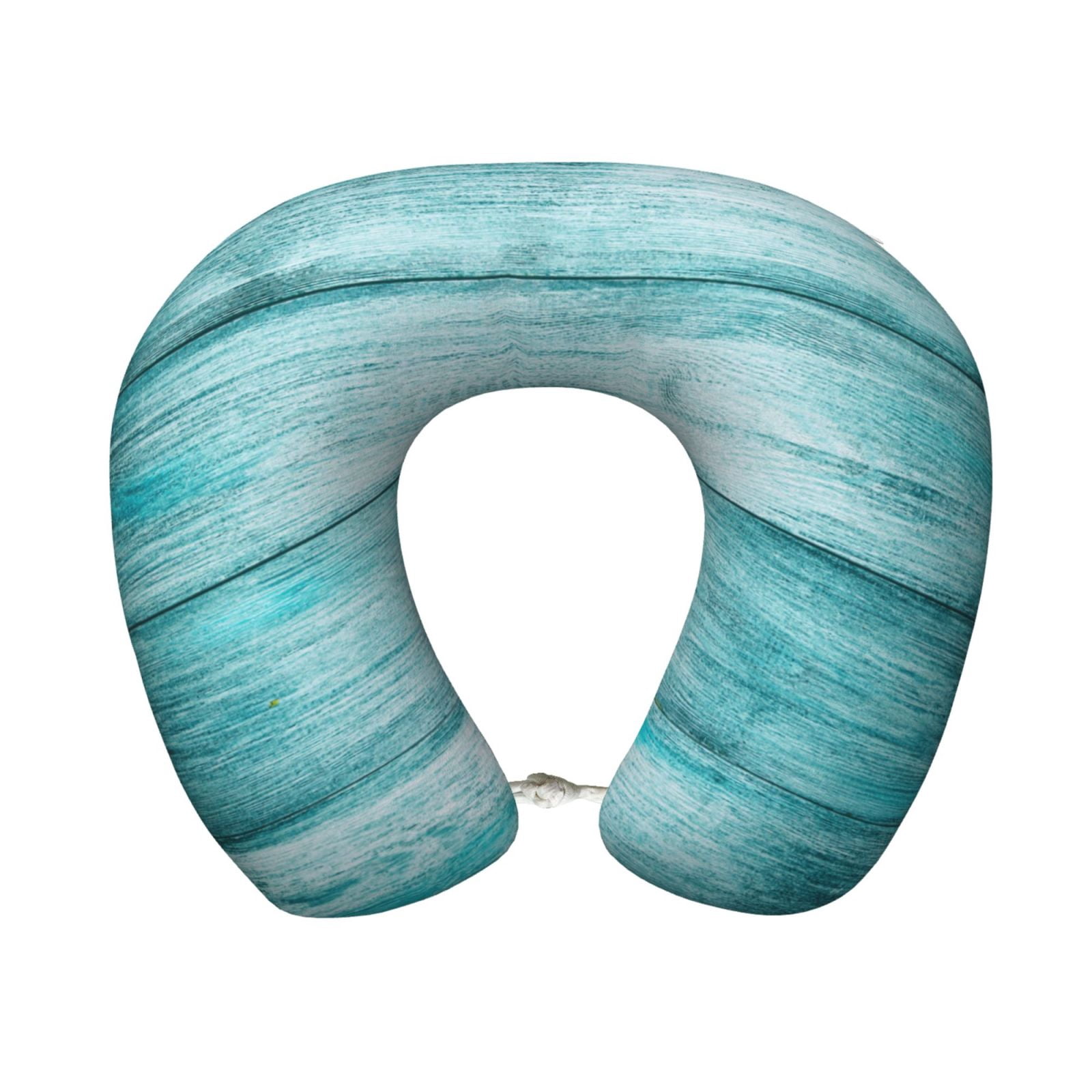 Xecao Teal Turquoise Wood Print Memory Foam Cervical Neck Pillow Versatile U-Shaped Pillows for Home,Office,Camping,Travelling,Soft Washable Cover
