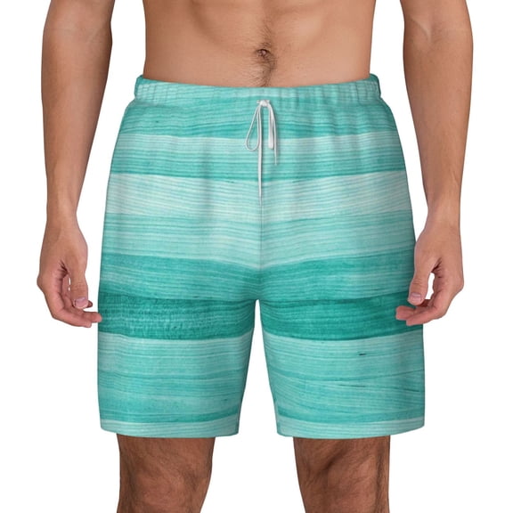Xecao Teal Turquoise for Men's Swimming Trunks Swim Trunks Quick Dry Swim Shorts with Mesh Lining Funny Swimwear Bathing Suits