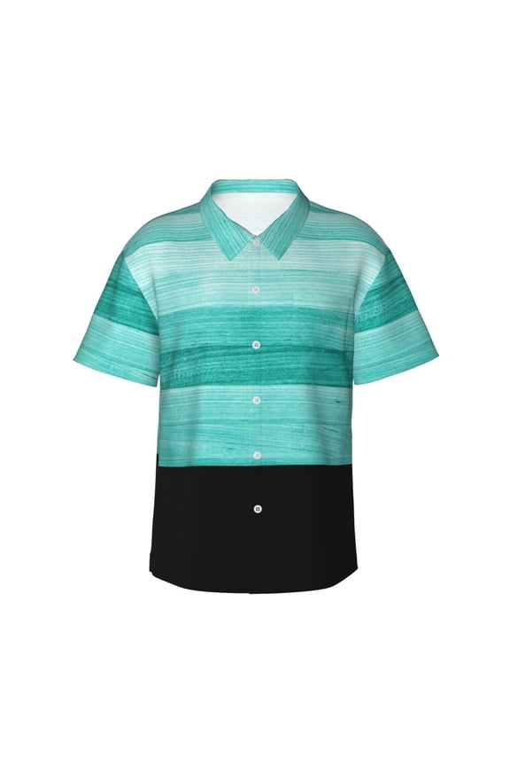 Teal Turquoise print Hawaiian shirt - a stylish short-sleeve button-down for men, perfect for casual beach and tropical outings.