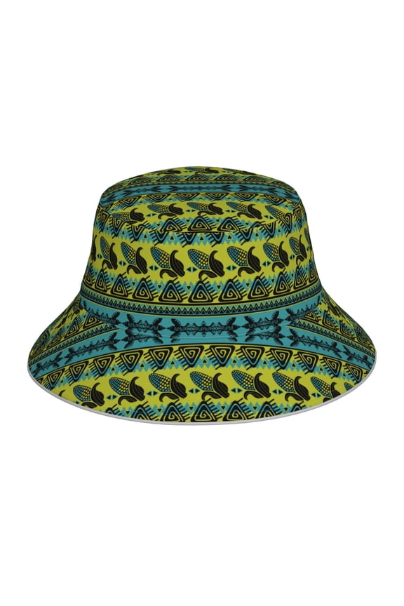 Teal Vintage Corn Pattern Print Men and Women Night Reflective Hat Runner Cap Visor Bucket Hat Boonie Cap