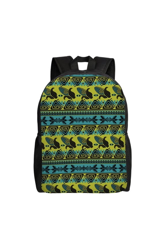 Teal Vintage Corn Pattern Print School Backpack with Laptop Compartment Small Travel Laptop Backpack for Women Men Waterproof College Backpack Simple School Bag