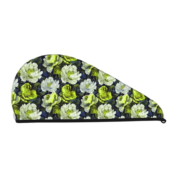 Xecao Teal floral elegance Print Hair Towel, Hair Turbans for Wet Hair, Drying Hair Wrap for Curly Hair Women,Coral Velvet Dry Hair Cap,Dry Hair Hat