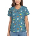 thumbnail image 1 of Xecao Teeth Cosmonaut for Women's V-Neck T-Shirts-Elegant Half-Sleeve Tops Perfect for Summer-3X-Large, 1 of 5