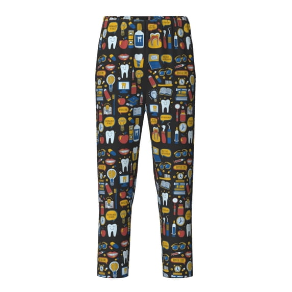 Xecao Teeth Print Teenagers' Pajama Pants Long Sleep Pants Soft Elastic Waist Pajama Bottoms Elastic waist with 2 Pockets 5-16 Years-XS(5-6)