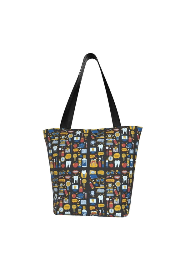Teeth for Tote Bag for Women -Tote Shoulder Bag with A Little Pocket Inside, Perfect for Travel and Work.