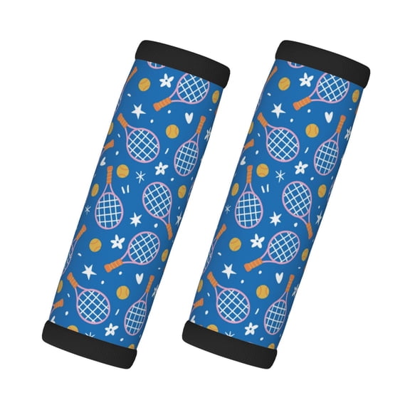 Xecao Tennis Print 2 Pack Luggage Handles Wrap Grips Identifiers Bright Luggage Markers, Unique Travel Essentials,Bright Luggage Markers