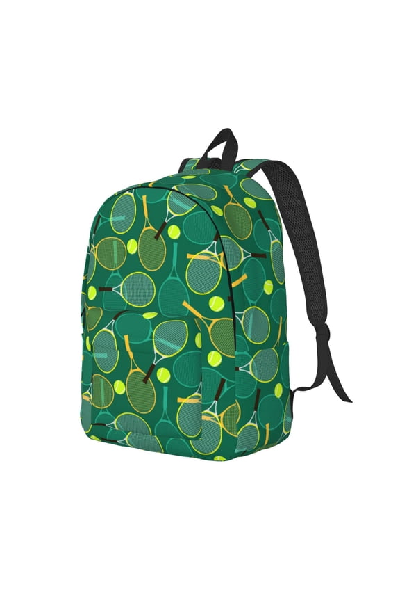 Tennis Rackets and Balls Canvas College Laptop Backpack, a durable rucksack designed for both men and women, ideal for travel, school, and daily use-Small
