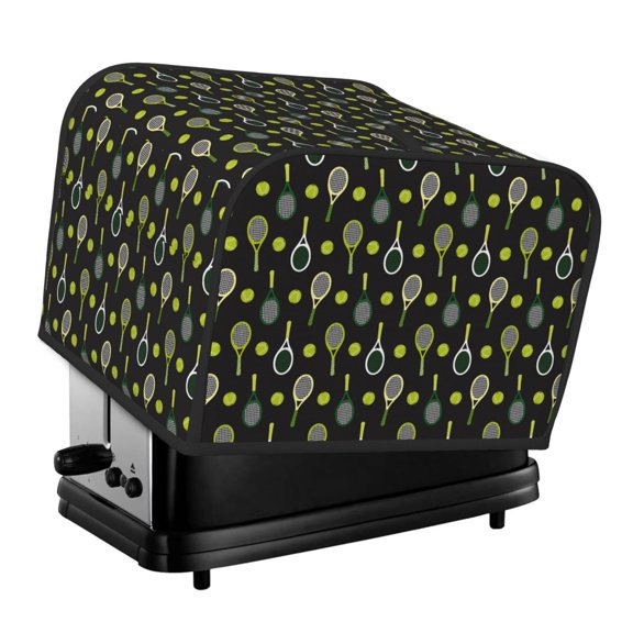 Xecao Tennis Rackets Print 4 Slice Toaster Cover with Pockets, Small Appliance Cover, Dust and Fingerprint Protection, Machine Washable