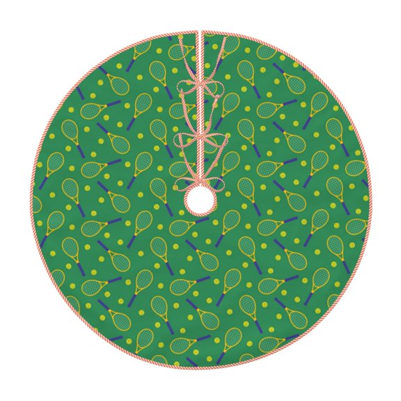 Xecao Tennis Rockets And Balls Pattern Christmas Tree Skirt Holiday Part Decorations for Christmas Tree, Farmhouse Christmas Decor Xmas Holiday Home Party Decorations-30"