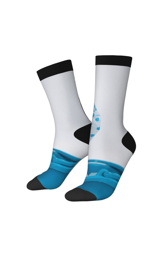 Terrier Takes A Bath With Shower Cap Pattern Sport Socks for Women and Men Crew Socks Sporty Calf Socks Casual Socks