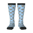 thumbnail image 1 of Xecao Terrier print thigh-high socks, crafted for both men and women with a stretchy, high-opaque design perfect for daily wear, 1 of 6
