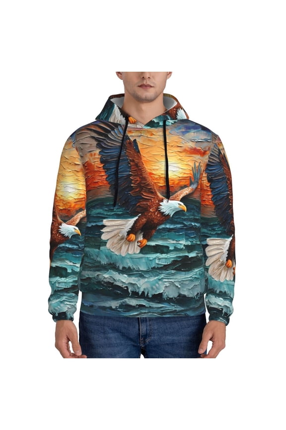Textured Bald Eagle Pattern Men's Adult Pullover Hoodie,Hooded Sweatshirt-4X-Large