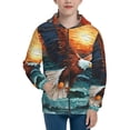 thumbnail image 1 of Xecao Textured Bald Eagle Pattern Zip Up Hoodies for Boys Girls, Sweatshirt with Pockets-Small, 1 of 6