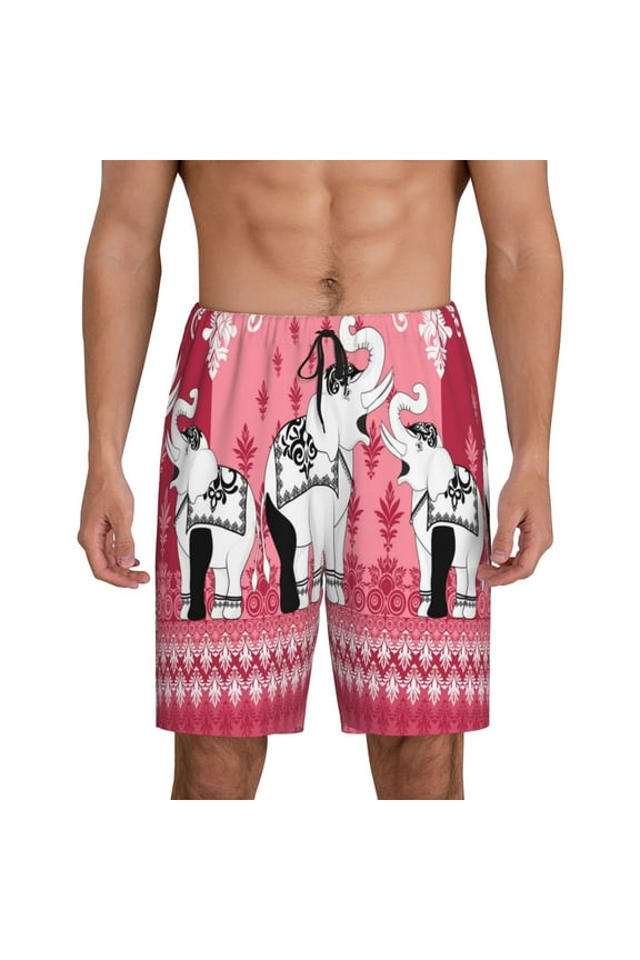 Thai elephant Print Men's Sleepwear Shorts Pajama Bottom Lounge Short nightwear with Convenient Pockets for Relaxed Home Wear-4X-Large