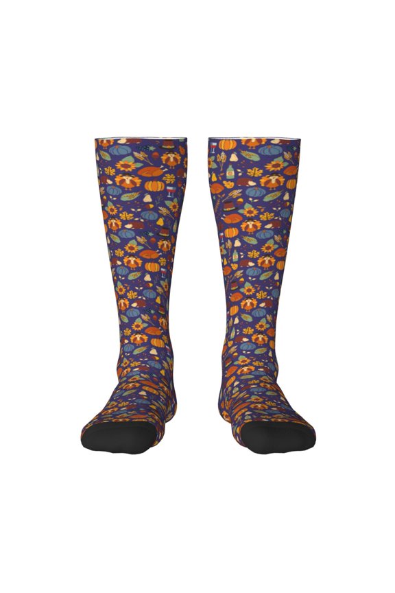 Thanksgiving Turkey 2 Print Compression Socks for Both Men And Women for Running, Travel, Flight, Nurse
