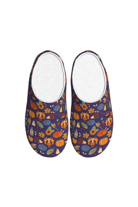 Thanksgiving Turkey 2 Print Cotton Slippers Fuzzy Warm Cozy Slippers Non Slip House Slippers For Indoor Outdoor Cotton Slippers House Slippers-8