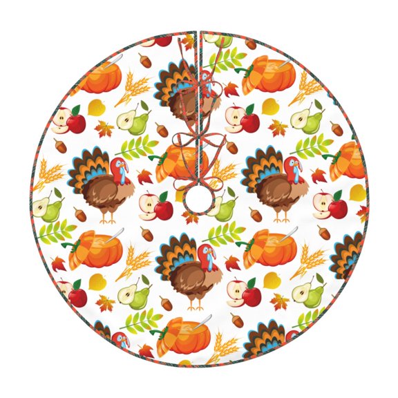 Xecao Thanksgiving Turkey Pattern Christmas Tree Skirt Holiday Part Decorations for Christmas Tree, Farmhouse Christmas Decor Xmas Holiday Home Party Decorations-36"