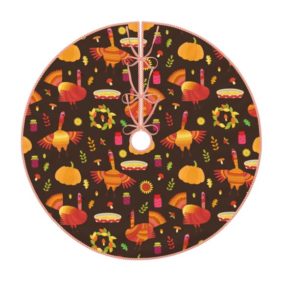 Xecao Thanksgiving Turkey Pattern Christmas Tree Skirt Holiday Part Decorations for Christmas Tree, Farmhouse Christmas Decor Xmas Holiday Home Party Decorations-48"