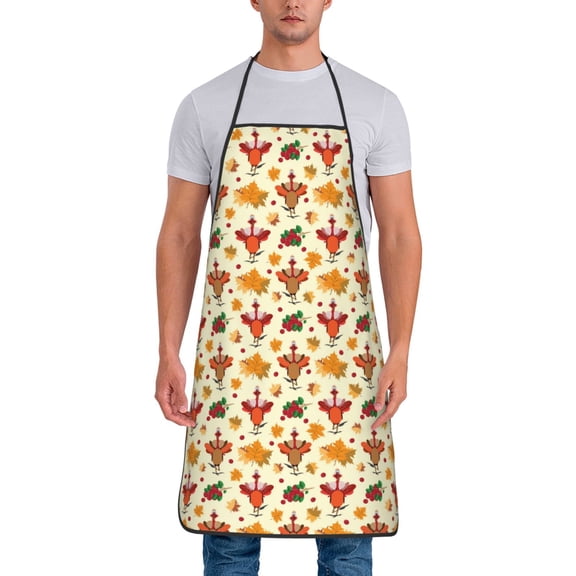 Xecao Thanksgiving Turkeys Print Funny BBQ Chef Aprons for Men Women,Adjustable Kitchen Cooking Aprons with Pocket Waterproof Oil Proof No Pilling Fading