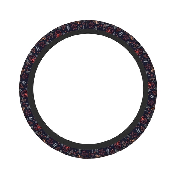 Xecao Thanksgiving patten Stretch Elastic Steering Wheel Cover, fits all vehicles, 15-inch diameter