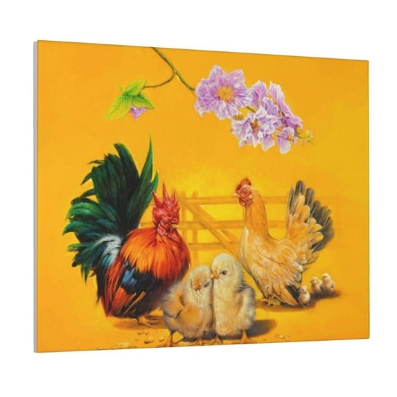 Xecao The Chicken Family for Waterproof Framed Canvas Art - Modern Home Decor with Real Wood Frame for Gifting and Interior Design,Horizontal