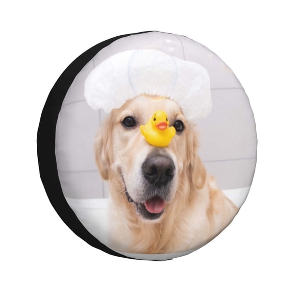 Xecao The Dog Is Sitting In A Bubble Bath for Tire Covers,Wheel Tire Cover Waterproof, Dust-Proof, And Universally Fitting for Cars,Trailers, SUVs-15 inch