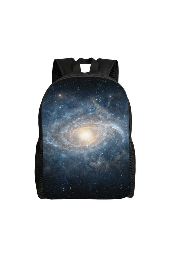 The Galaxy Print School Backpack with Laptop Compartment Small Travel Laptop Backpack for Women Men Waterproof College Backpack Simple School Bag
