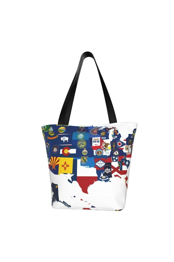 The Map Of United States for Tote Bag for Women -Tote Shoulder Bag with A Little Pocket Inside, Perfect for Travel and Work.