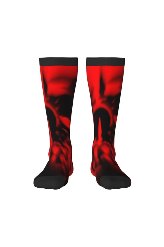 The Red Head Skull Print Compression Socks for Both Men And Women for Running, Travel, Flight, Nurse
