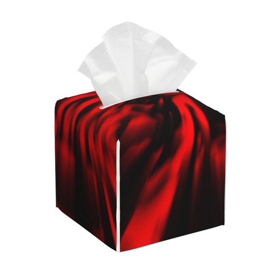 Xecao The Red Head Skull for Tissue Box Cover Holder Square - Leather Decorative Organizer for Tabletop, Bathroom, Car, Office