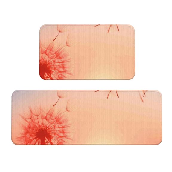 Xecao The Sunset of Dandelion Patten Kitchen Rugs and Mats Sets,2 Pieces Non-Slip Washable Rugs, Kitchen Mat for Floor,Suit for Kitchen Decor and Accessories