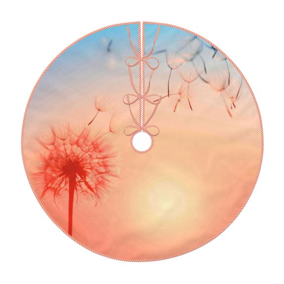 Xecao The Sunset of Dandelion Pattern Christmas Tree Skirt Holiday Part Decorations for Christmas Tree, Farmhouse Christmas Decor Xmas Holiday Home Party Decorations-48"