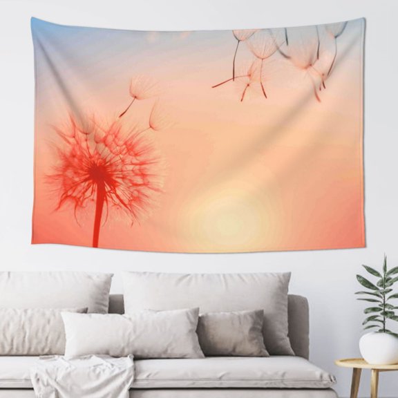 Xecao The Sunset of Dandelion Print Tapestry, Wall Hanging Room Funny Decor, Backdrop Room Decor for Bedroom Living Room dormitory