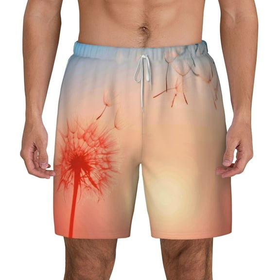 Xecao The Sunset of Dandelion for Men's Swimming Trunks Swim Trunks Quick Dry Swim Shorts with Mesh Lining Funny Swimwear Bathing Suits