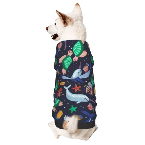 Xecao The Underwater World Pattern Sweatshirts Winter Pet Dog Hoodie Puppy Coat Dog Sweaters Dog Clothes with Hat Dog Clothes Costume Outfit,Small Pets Wear-XX-Large