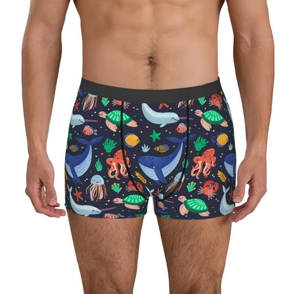 Xecao The Underwater World Print Men's Underwear Boxer Briefs Pack - Your ComfortSoft, Moisture-Wicking, and Breathable Choice for Men's Underwear-XX-Large