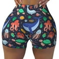 thumbnail image 1 of Xecao The Underwater World Print Workout Shorts for Women Soft Smooth Gym Yoga Scrunch Active Tennis Workout Running Shorts, 1 of 9