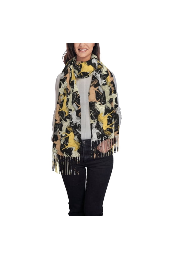 The running horses Pattern Womens Winter Scarf Fall Scarf Oversized Large Scarf for Women Warm Shawl Wrap