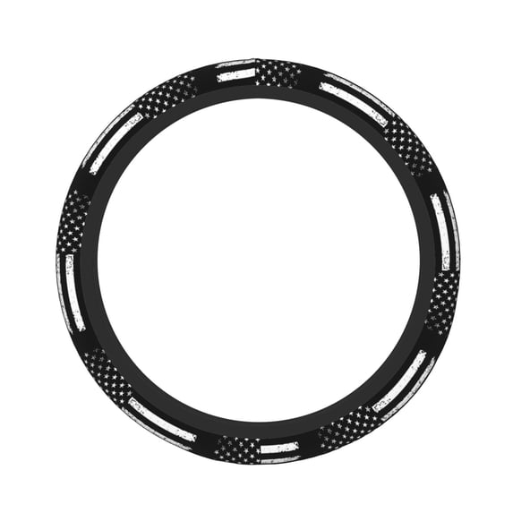 Xecao Thin Blue Line Flag Pattern Stretch Elastic Steering Wheel Cover, Fits All Vehicles, 15-Inch Diameter