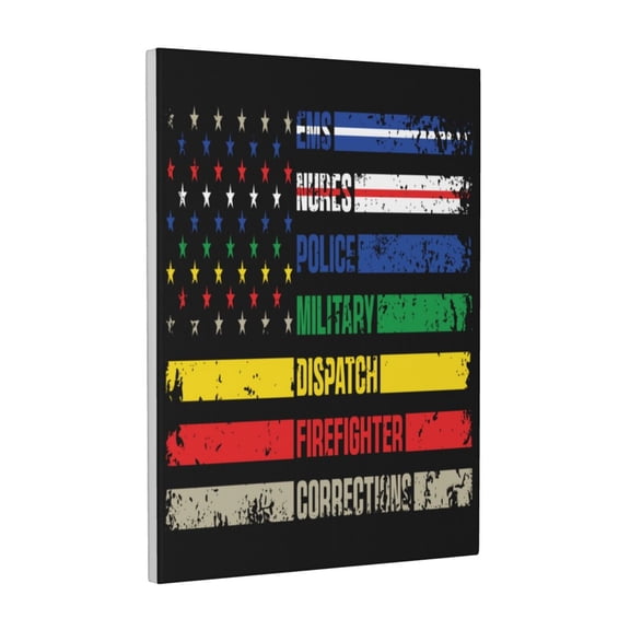 Xecao Thin Green Line With USA Flag for Ready-to-Hang Canvas Art 12x16 Inches - Waterproof HD Print Solid Wood Frame for Gifting,Vertical