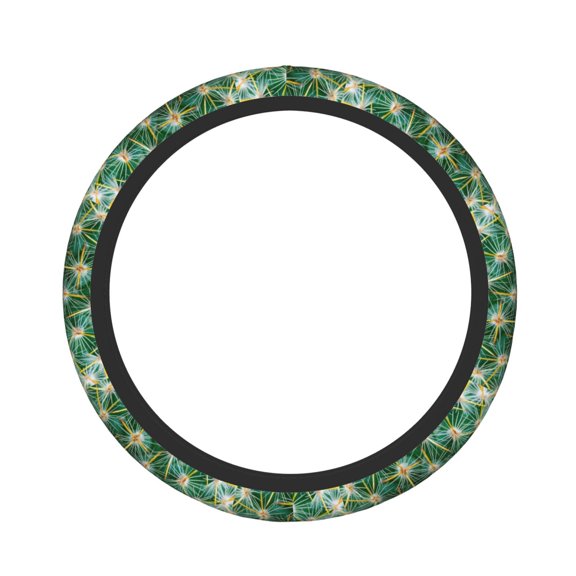Xecao Thorns Of Macro Cactus patten Stretch Elastic Steering Wheel Cover, fits all vehicles, 15-inch diameter