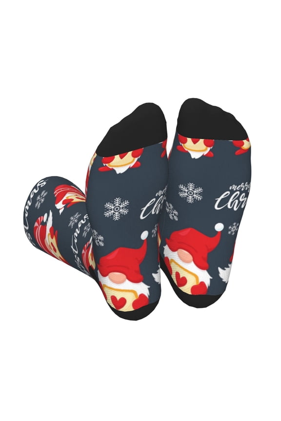 Three Cute Christmas Gnomes Print Crew Socks for Men and Women, Men's Soft Moisture-wicking Sock