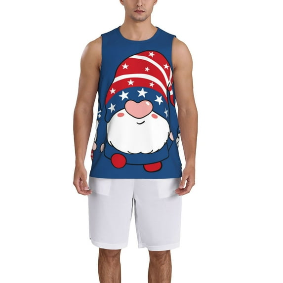 Xecao Three Gnome Independence Day print basketball shirt for both men and women, a unisex basketball jersey perfect for theme parties-XX-Large